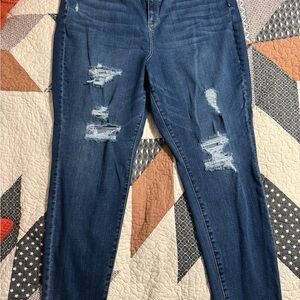 American Eagle Outfitters Dark Blue Distressed Skinny Jeans